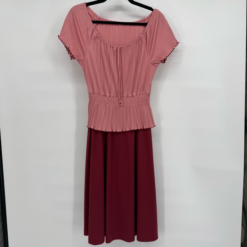 Vintage Cottagecore Prairie Dress Pleated Bodice Smocked‎ Waist Romantic Dress